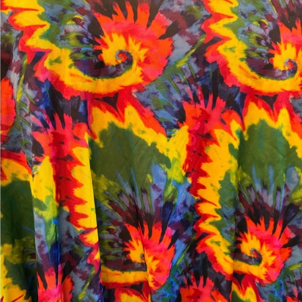 Vibrant Tie-Dye Fringe Top Hippie Costume Cape - Picture 10 of 11